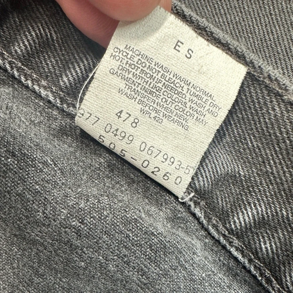 Levi's 505 Jeans Faded Black Regular Straight VTG 90s / Mens 38x32